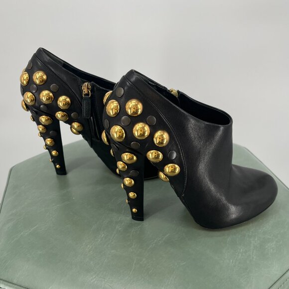 2000's Gucci, Black Gold Studded Bootie Heels in size 37 - Picture 6 of 8